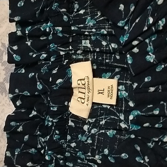 a.n.a Long Sleeve Stand Collar Blouses Blue Spring Floral XL - Picture 8 of 11